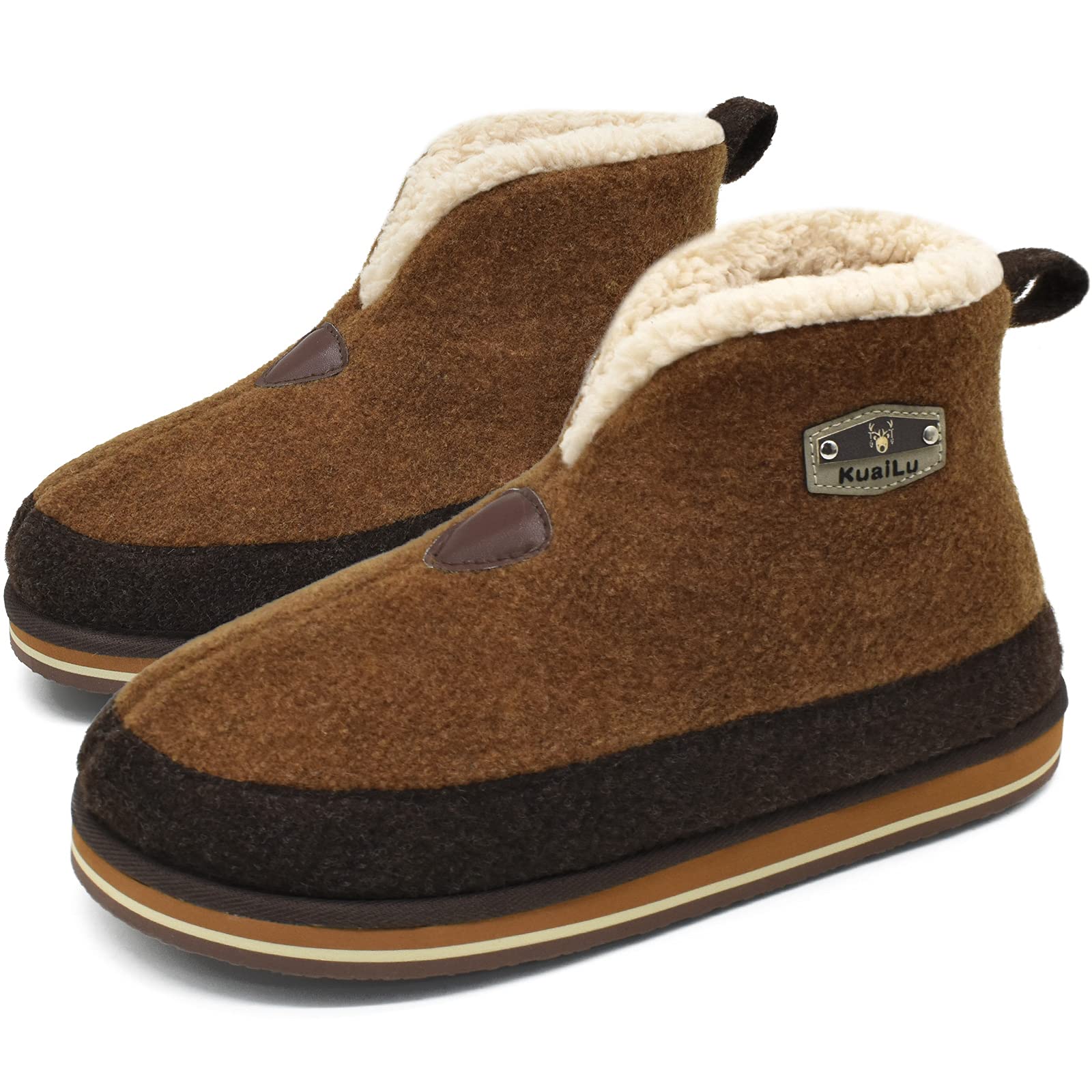 KuaiLu Pantofole Stivaletto Uomo Invernali Babbucce Calde Peluche Pelose Foderata Chiuse Pantofola Stivali Casa Comode Memory Foam Slippers con Indoor outdoor Antiscivolo Suola