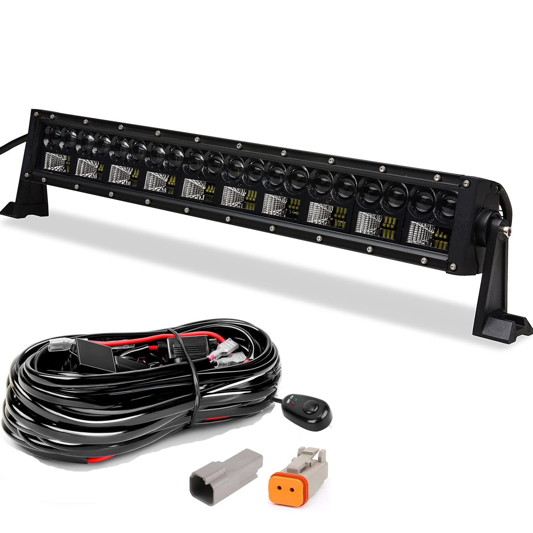 22'' 150w Flood Spot Combo Beam LED Light Bar LED Driving Light Off-Road Lights with Wiring Harness for Car, Jeep, Vehicle, ATV, UTV, Pickup IP68 Waterproof 2 Years Warranty
