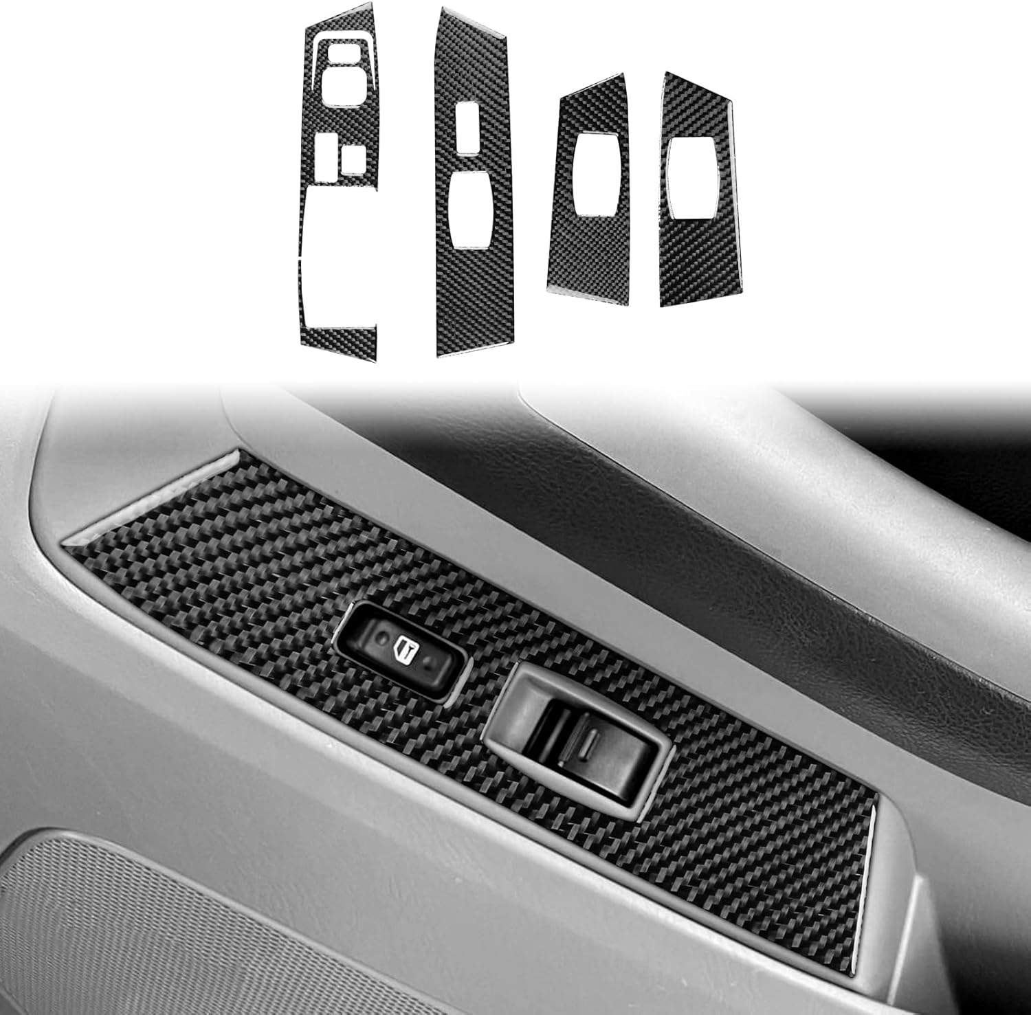 Car Interior Cover Trim Stickers Real Carbon Fiber Compatible with Toyota 4Runner 4 Runner(N210) 2003-2009 SR5/Sport Edition/Limited Door Window Lift Panel Decor