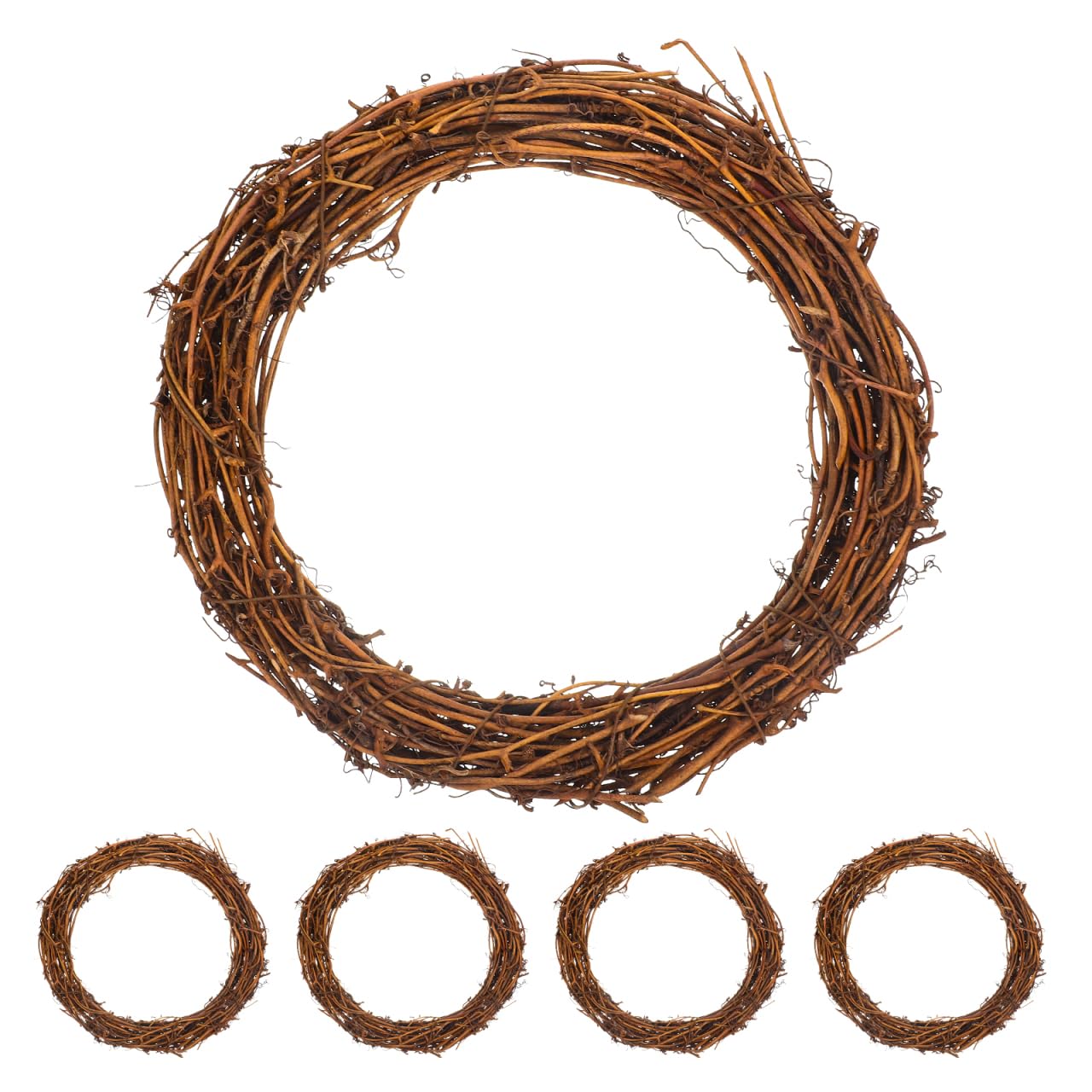 Operitacx 5 Stück 20 cm natürliche Kränze, Rankenkranz, Kranzherstellung, Rattan-Kranz für DIY-Weihnachtsbasteln, Haustür, Wandbehang, Hochzeits- und Party-Dekorationen