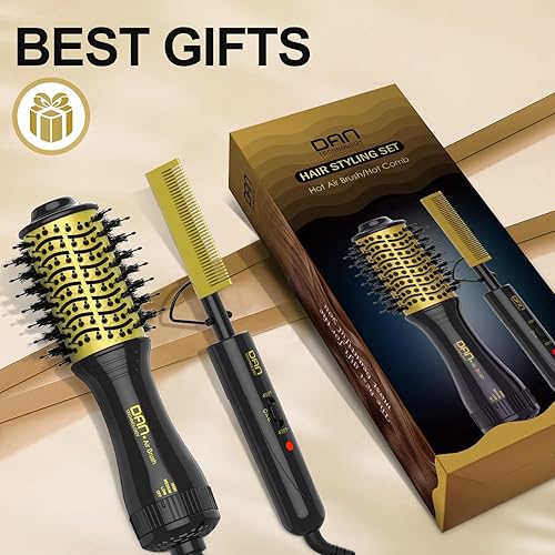 Miniatura 8 de Cepillo secador de pelo y peine caliente juego de peinado de tamaño de viaje cepillo de aire caliente con 3 ajustes de temperatura y peine alisador