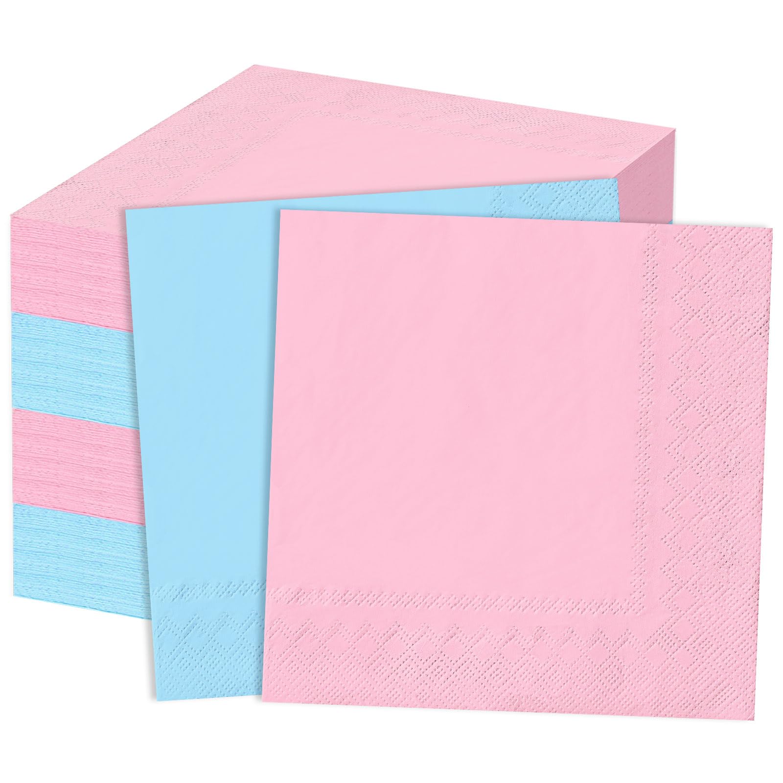 Whaline 50Pcs Gender Reveal Cocktail Napkins 5 Inch Baby Shower Gender Reveal Disposable Paper Napkins Light Blue Pink Beverage Napkin for Baby Shower