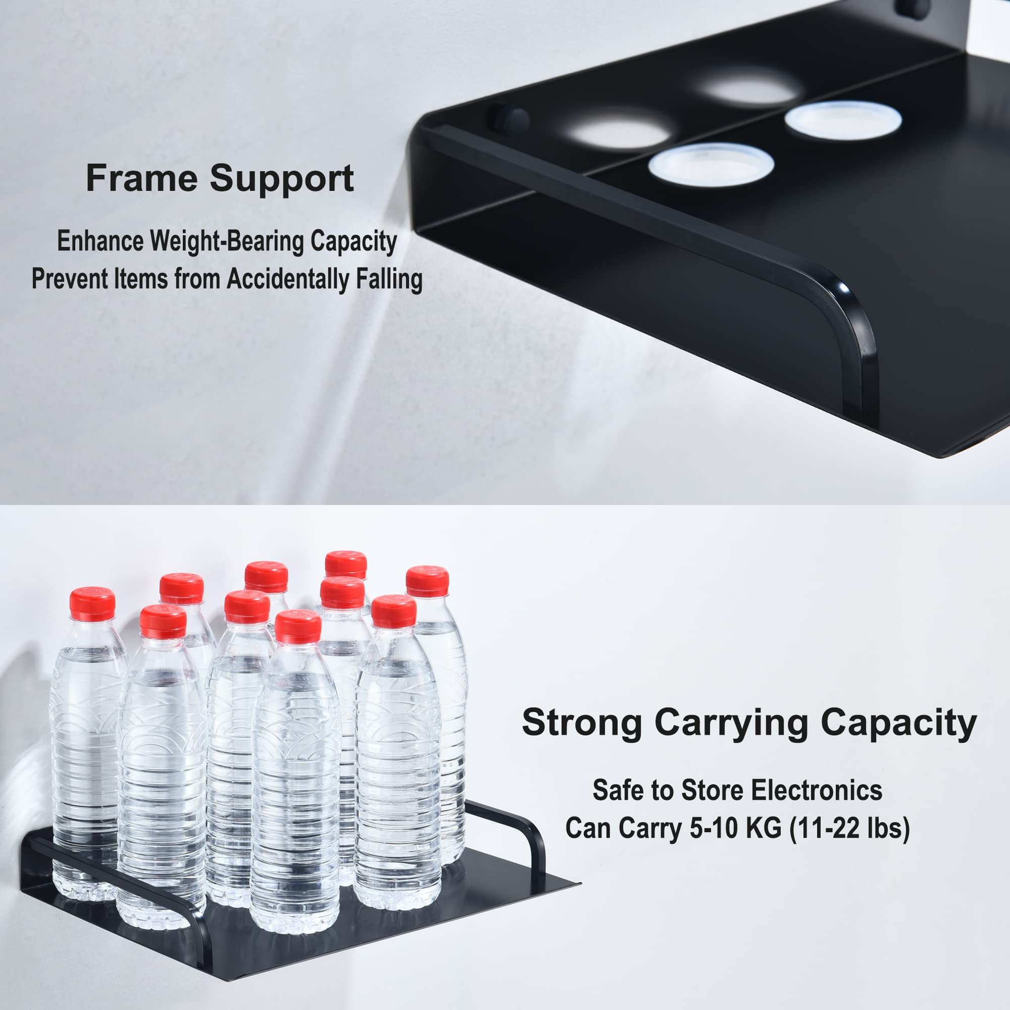 HNVNER Multimédia Etagère Murale pour Appareil AV, Support Flottantes Étagères en Métal pour Routeur, Boîtes De Câble, Lecteurs DVD/Blu-Ray, Console de Jeu, Décodeur, Projecteur