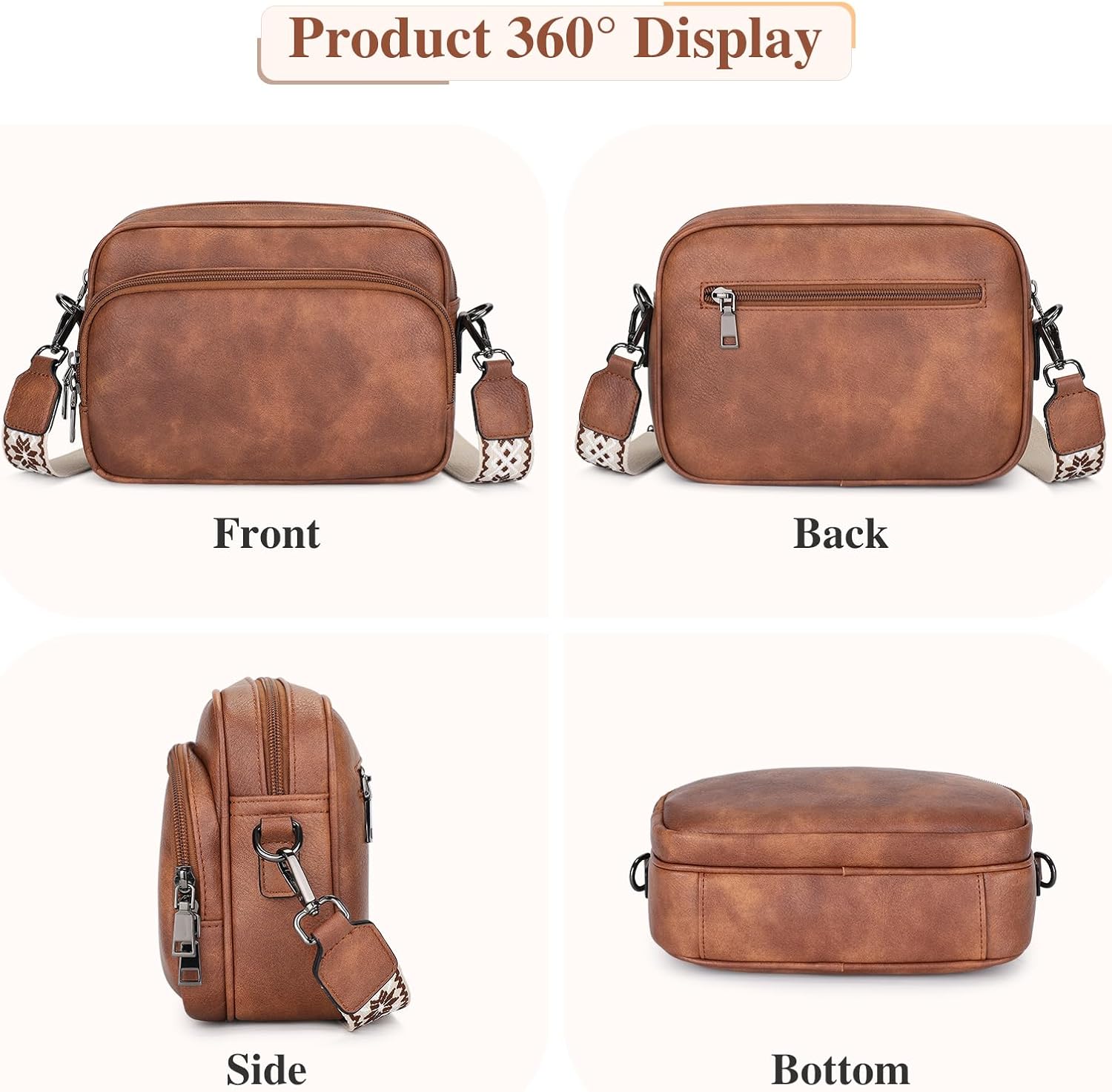 BAIGIO Crossbody Bags for Women Vegan Leather Purses Small Shoulder Handbags with Adjustable Wide Strap - Image 7