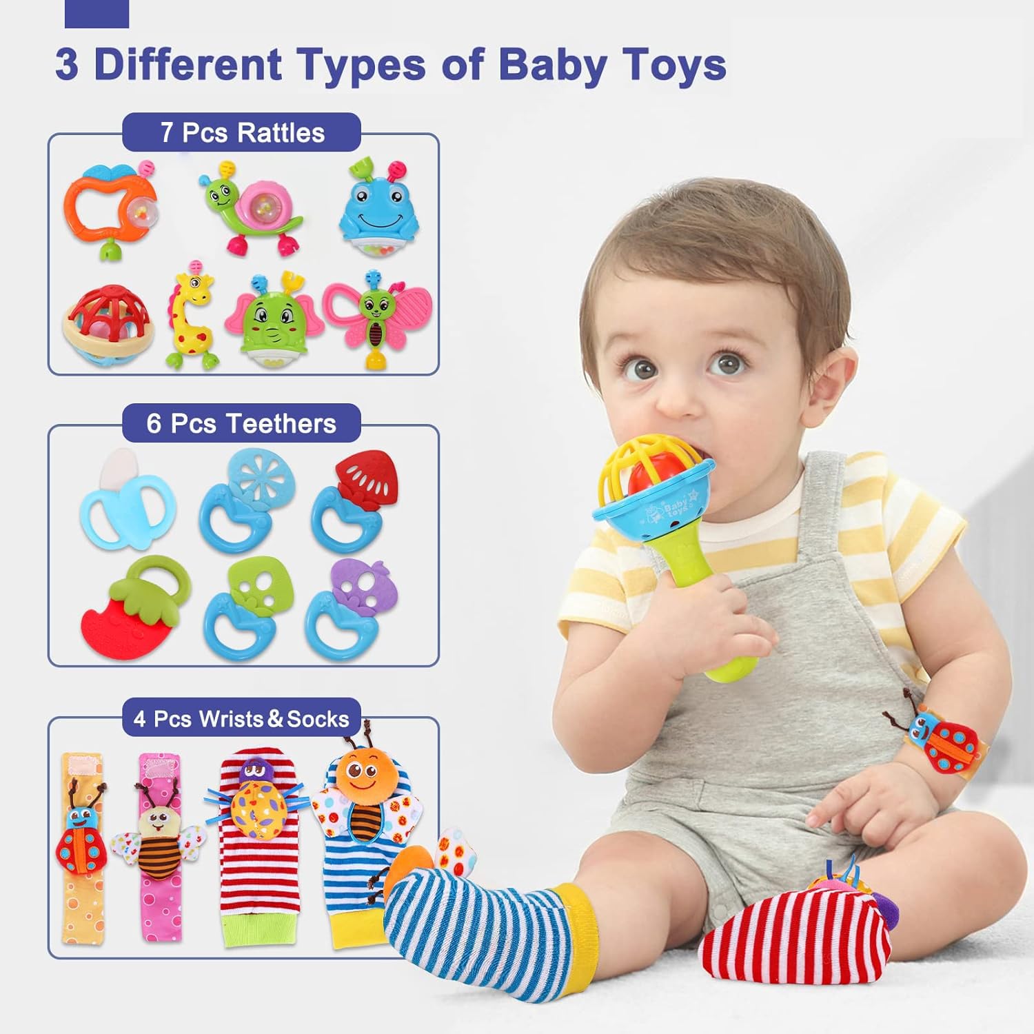 AZEN Baby Toys, Baby Rattles, Newborn Infant Toys