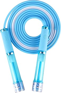 YUEDONG Blue Skipping Rope, 2.8 m Adjustable Double Bearing Fitness Rope