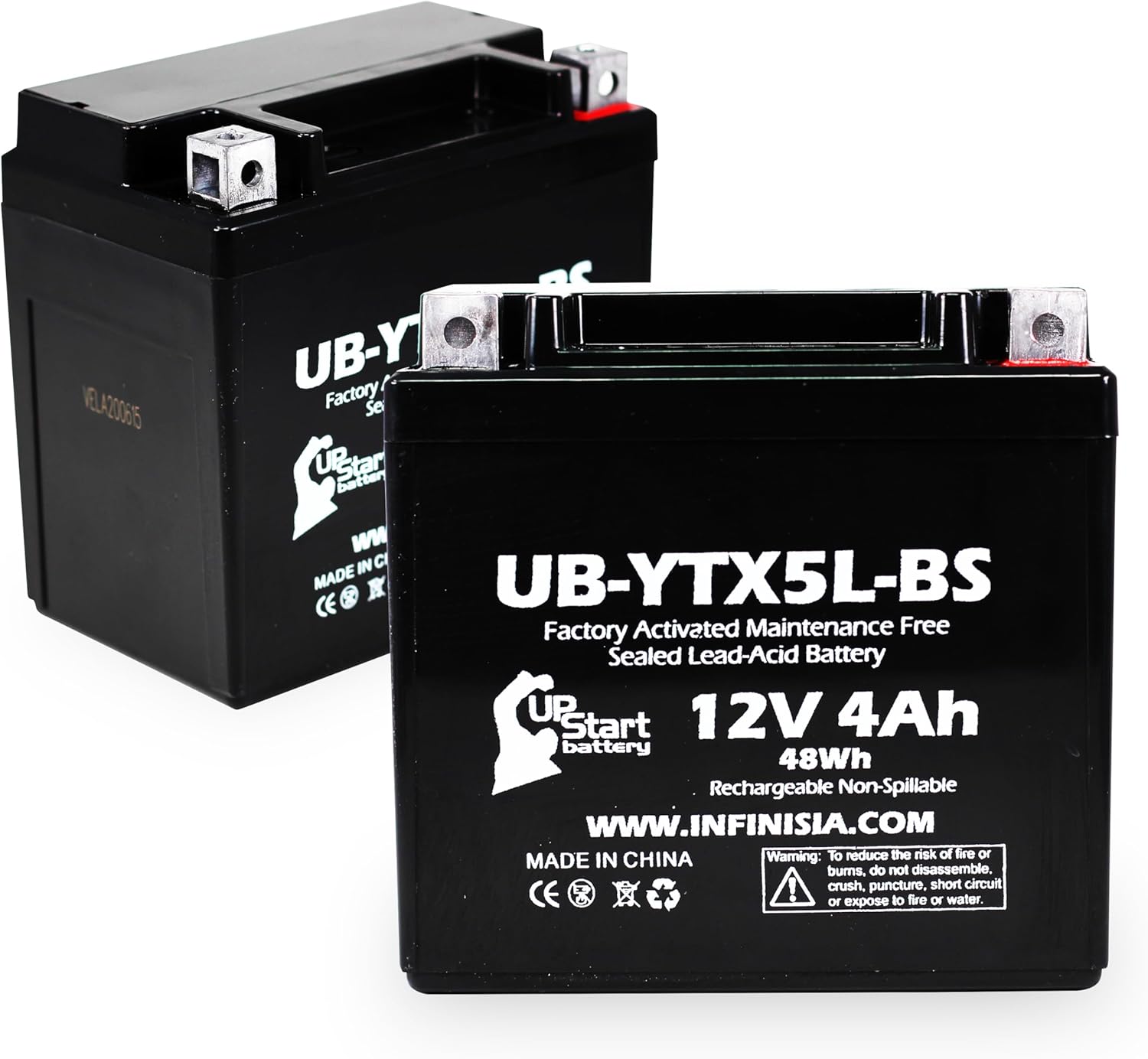 2-Pack Replacement for 2001 Suzuki LT80 QuadSport 80 80CC Factory Activated, Maintenance Free, ATV Battery - 12V, 4Ah, UB-YTX5L-BS