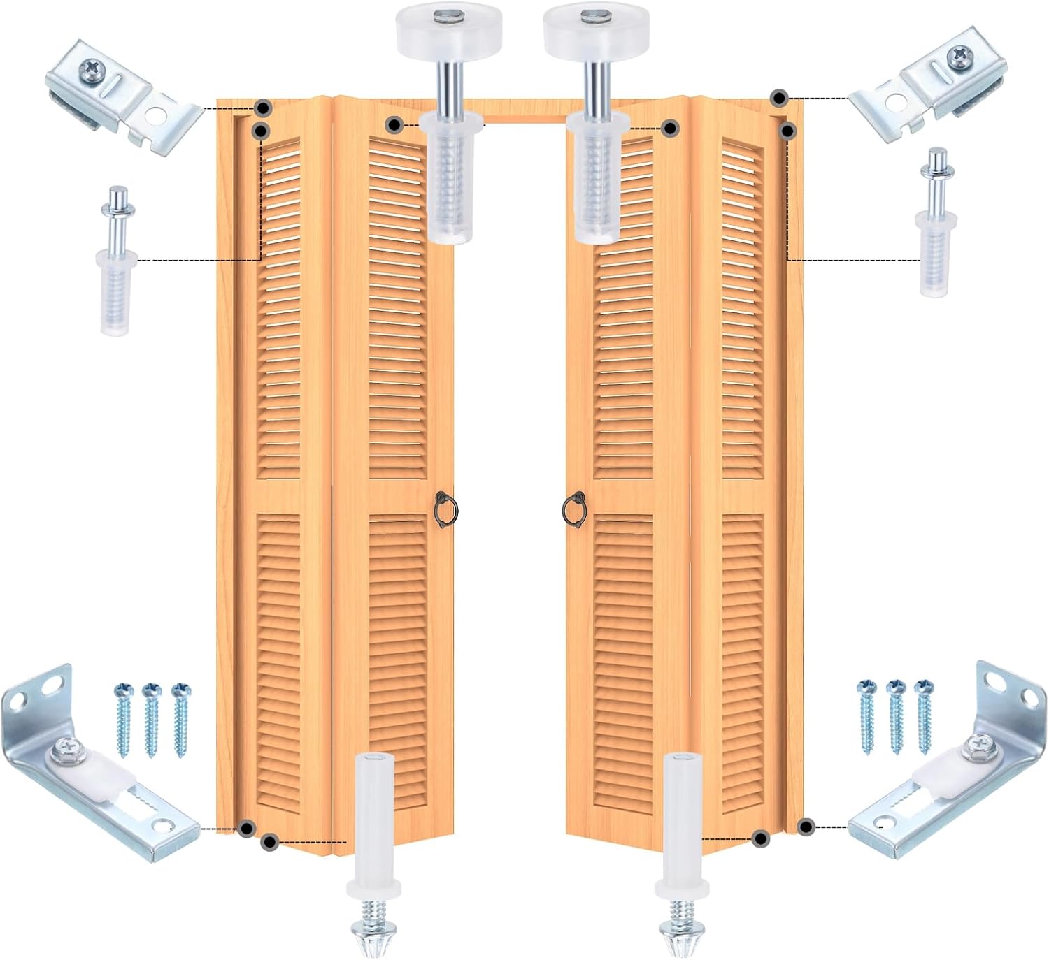 Bifold Door Hardware, 2-Pack Bi-Fold Door Surface Aligner, Bifold Closet Door Hardware Repair Part Kit for Sliding Wardrobe Doors Folding Door, Silver