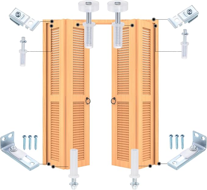 Kit de Herrajes para Puertas Plegables uxcell, 6 Unidades de Pivotante Inferior para Puertas Clóset, Repuesto para Puertas de Armario Deslizantes, Color Plata miniatura 5