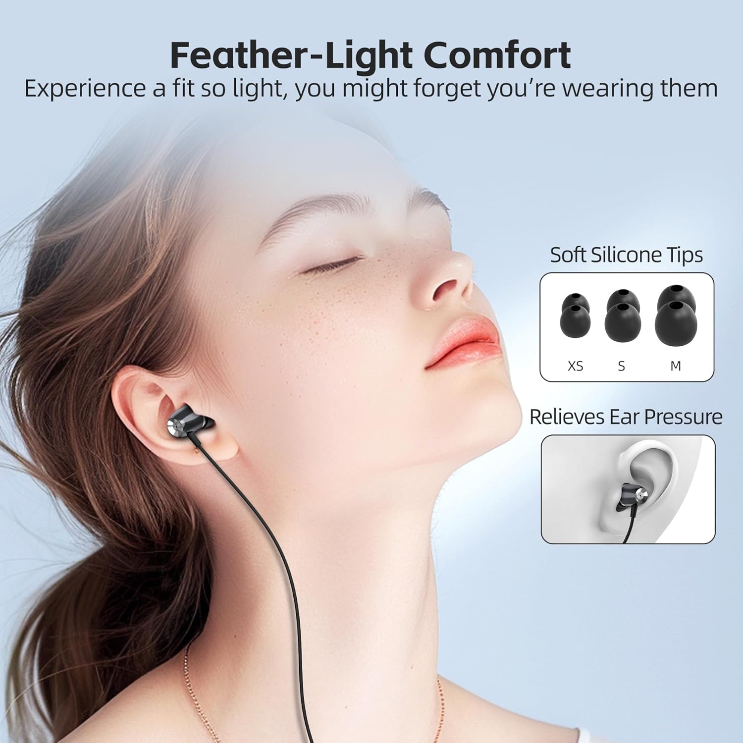 MORMOQUE EP05 Wired Earbuds 5 Pack,3.5 mm Jack Noise Isolating Earphones,in-Ear Headphones with Microphone,HD Bass Audio Ear Buds,for Small Ears canals Women,Teens Boys Girls and Adult (Black)