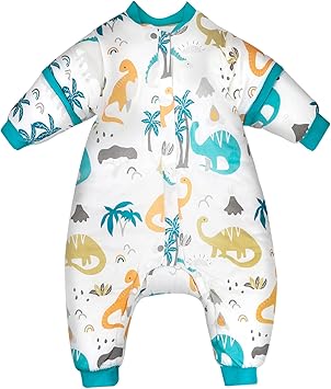 MOEMOE BABY Nursery,Bedding,Blankets & Swaddlers,Swaddles MOEMOE BABY Sleeping Bag with Feet 2.5 TOG Winter Toddler Sleep Bag with Legs Thick Baby Sleep Sack Cotton Wearable Blanket for Girls Boys,Length 80cm / 12-24 month, Dinosaurs