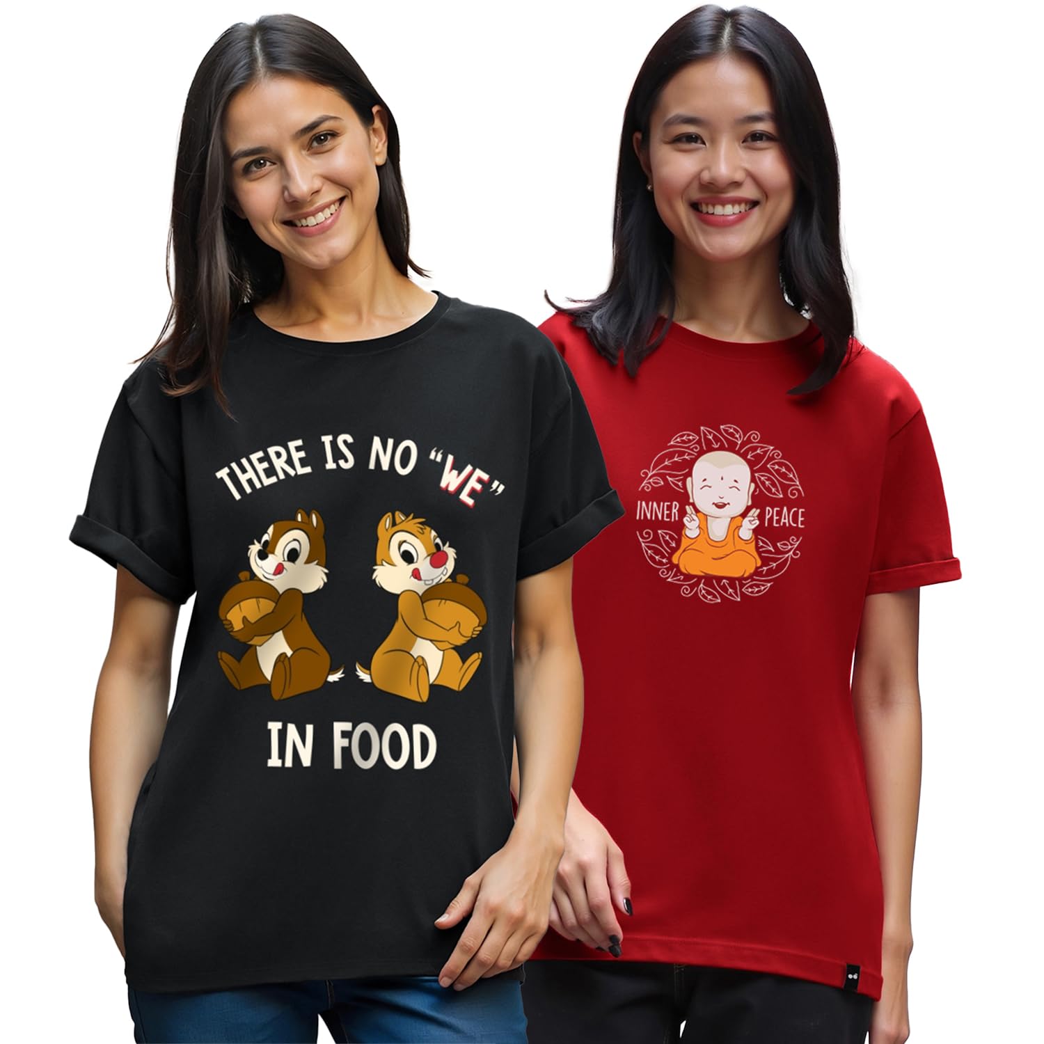 Bewakoof Pack of 2 Women's Graphic Printed Boyfriend Fit Half Sleeve Round Neck Pure Cotton T-Shirt - Review, Price and Buying Guide