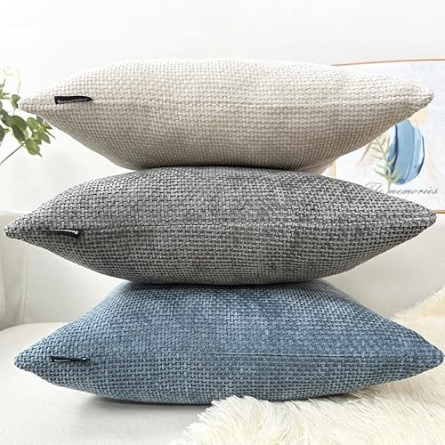 Miniatura 6 de Booque Valley Fundas de almohada decorativas, fundas de cojín de felpilla gruesa de textura moderna para cama y sofá, hechas a mano, fundas de