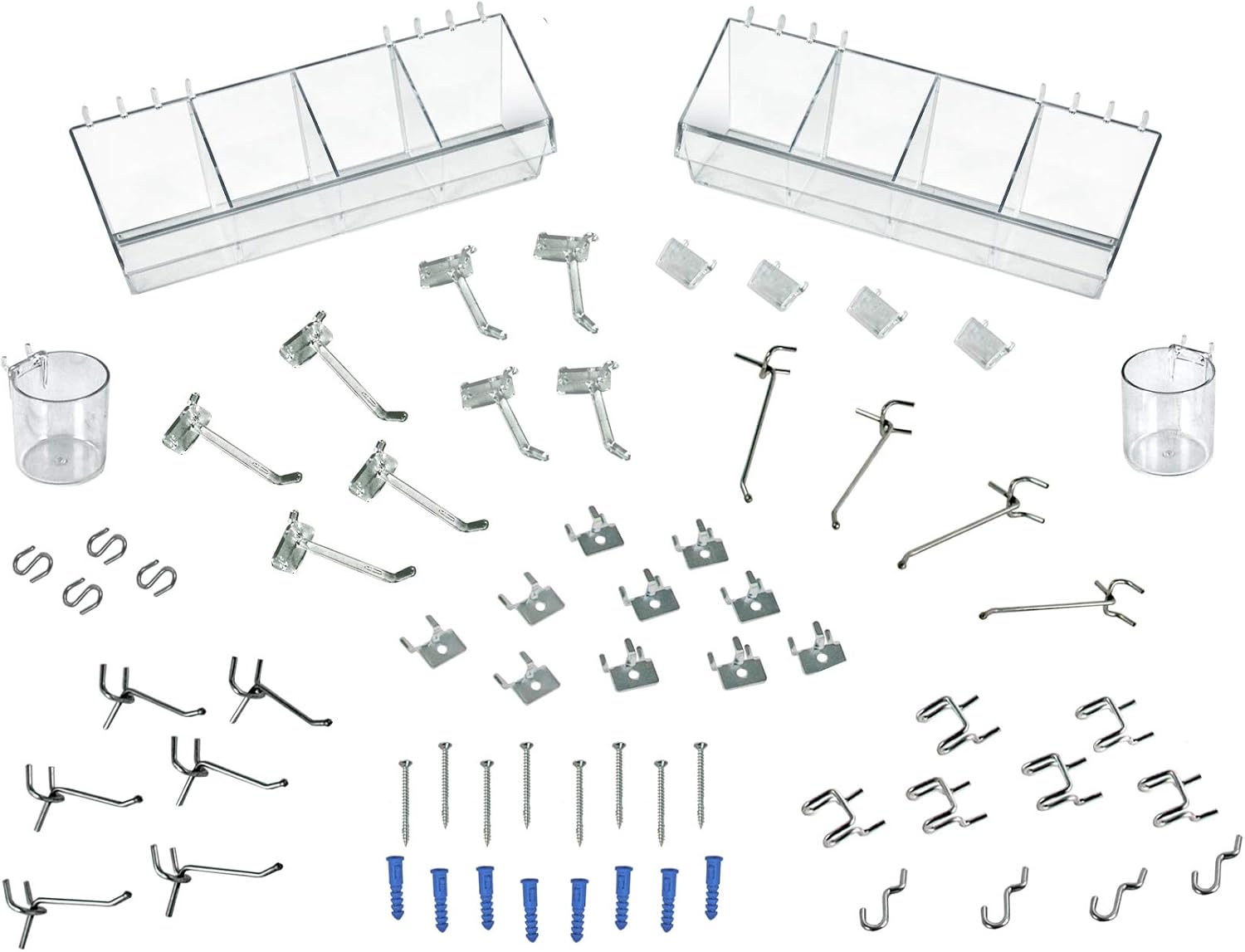 Azar Displays - 900960-190-Piece XLarge Pegboard Organizer Accessory Kit, Hooks Assortment for Tools and Storage System. Hardware Hooks and Bins.