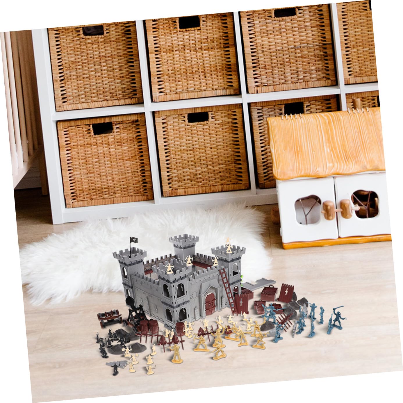VICASKY Playset Castello Pirata Assemblabile, Kit in Plastica | Soldatini e Accessori da Pirata Inclusi, Stile Tematico per Ragazzi e Ragazze, Uso Educativo e Decorativo