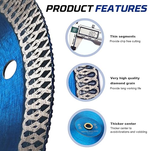 Miniatura 4 de YIJING Hoja de azulejo 7 "Hoja de corte de porcelana de diamante súper fina para baldosas de cerámica de mármol de granito