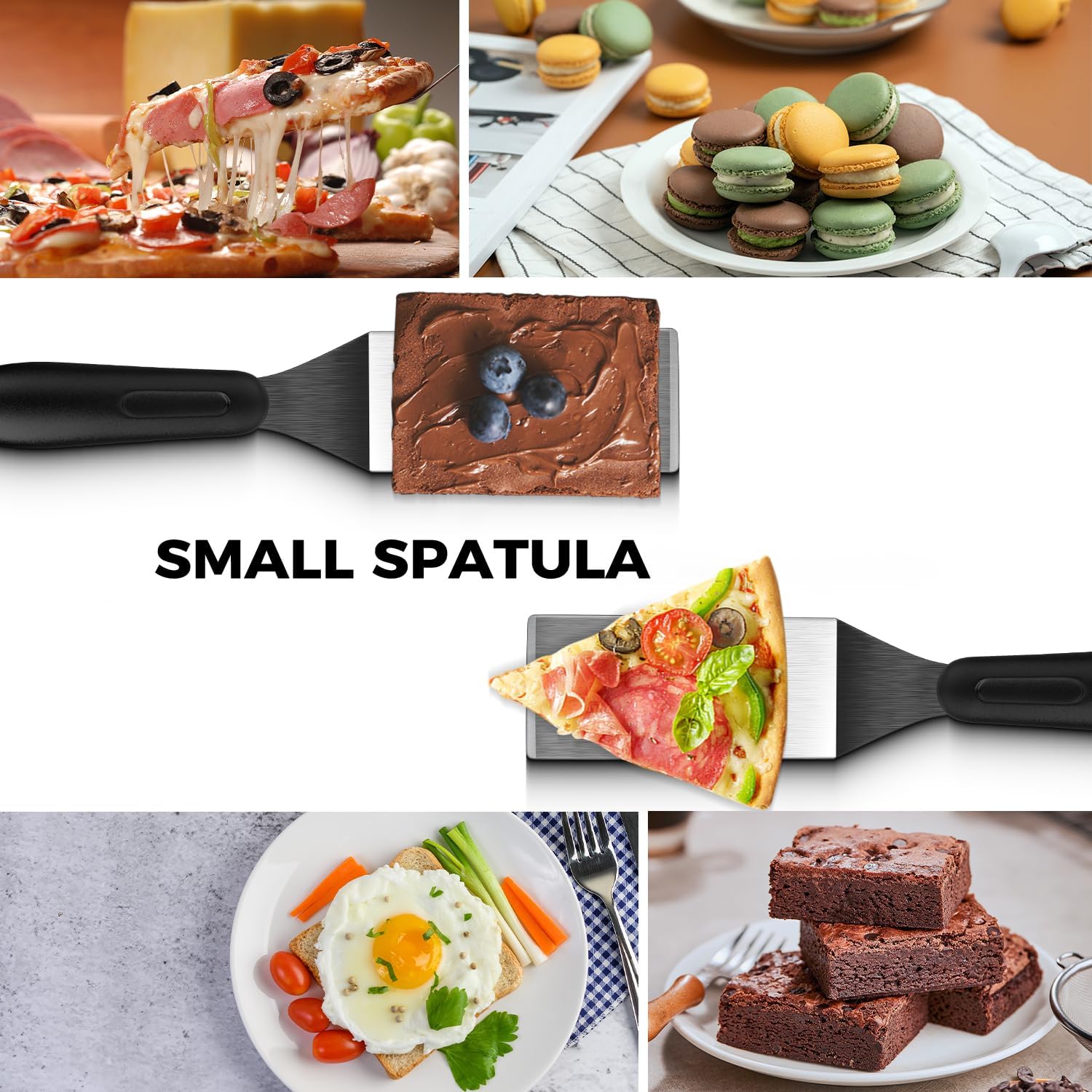 Kleiner Pfannenwender, 3 Stück, Mini-Servierspatel für die Küche, Metallspatel zum Servieren und Wenden, ideal für Pfannkuchen, Brownies, Desserts, Kekse, Eier oder kleine Pfanne
