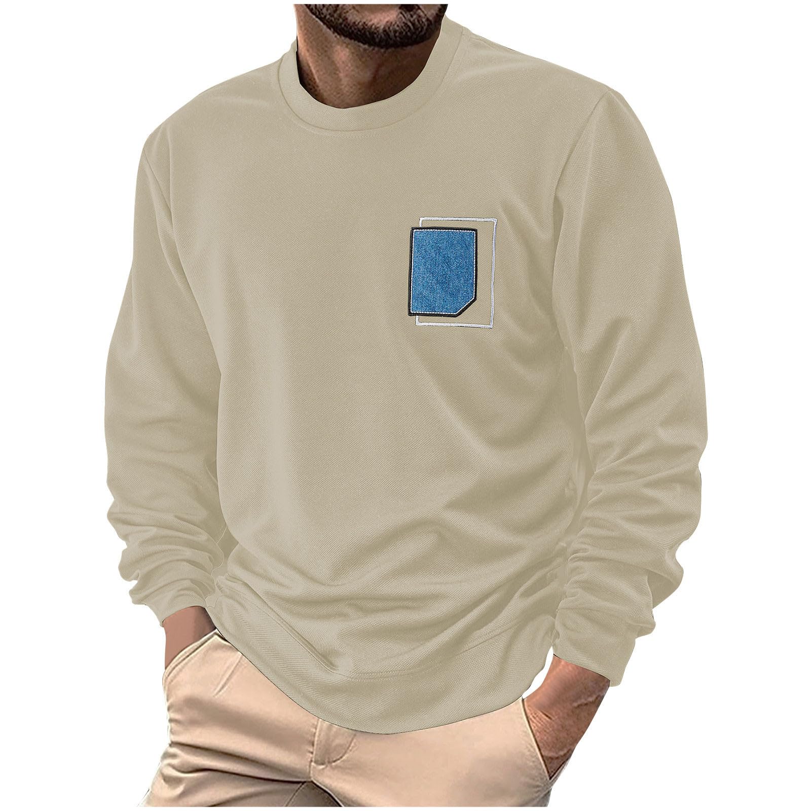 Sweats Chic Col Rond Homme Ample et Pull Décontracté de Mi-Saison