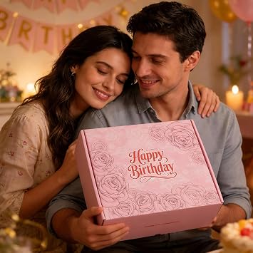 Happy Birthday Gifts for Teen Girls Women - Pink Birthday Gift Box for Women Self Care Mom Sister Wife Girlfriend Daughter Best Friend Coworkers, Womens Birthday Gifts Spa Gifts Basket Gift Sets