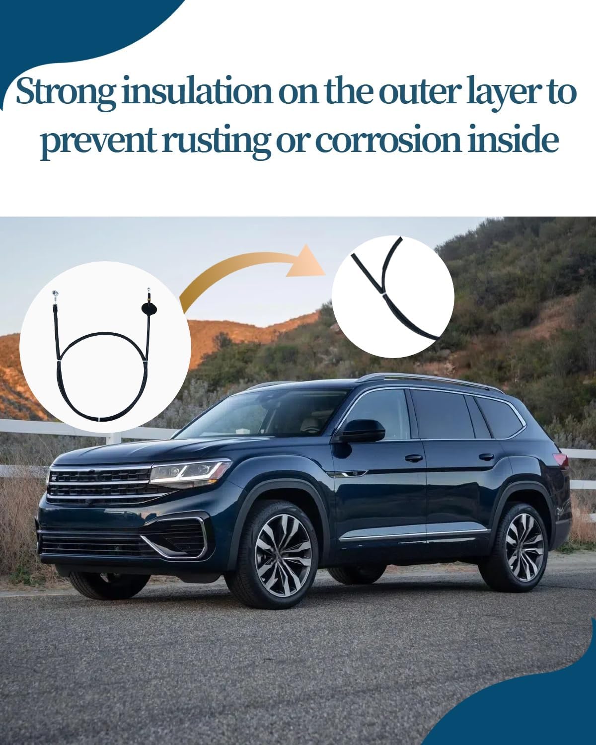 3CM823535 Hood Latch Release Cable Fit for Volkswagen Atlas 2020 2021 2022 2023 3CM-823-535