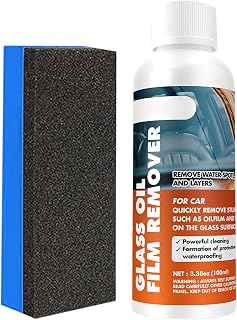 Windshield Oil Film Remover | Automotive Stain Remover | Car Glass Cleaner with Sponge | for Vehicle Exterior Home Mirror Lens Eyeglass Rainy Weather Daily Commute