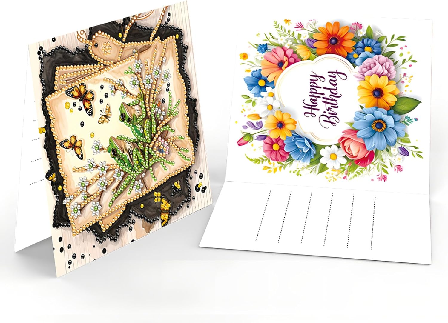 ACSAUMMY DIY Diamond Birthday Greeting Cards Art Kits with Envelopes 6pcs Flower Diamond Painting Kits 5D Gem Art Blank Birthday Diamond Painting Greeting Cards Assortment for Family Friends Colleague