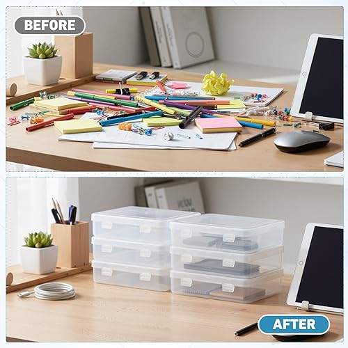 Miniatura 20 de Jetec 6 cajas de almacenamiento de cuentas transparentes de plástico para coleccionar objetos pequeños, cuentas, joyas, tarjetas de visita, piezas