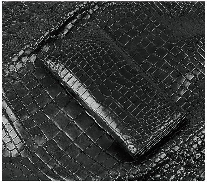 Real Crocodile Leather Men's Long Wallet Luxury Alligator Skin Genuine Leather Purses for Men (Black)3