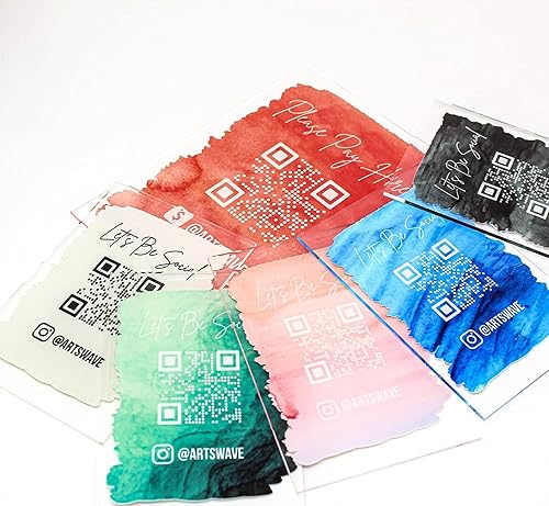 Miniatura 6 de Letrero de código QR escaneable con código de barras y opciones de pago aquí Letrero acrílico de salón Let's Be Social (4 x 6 pulgadas) - Perfecto