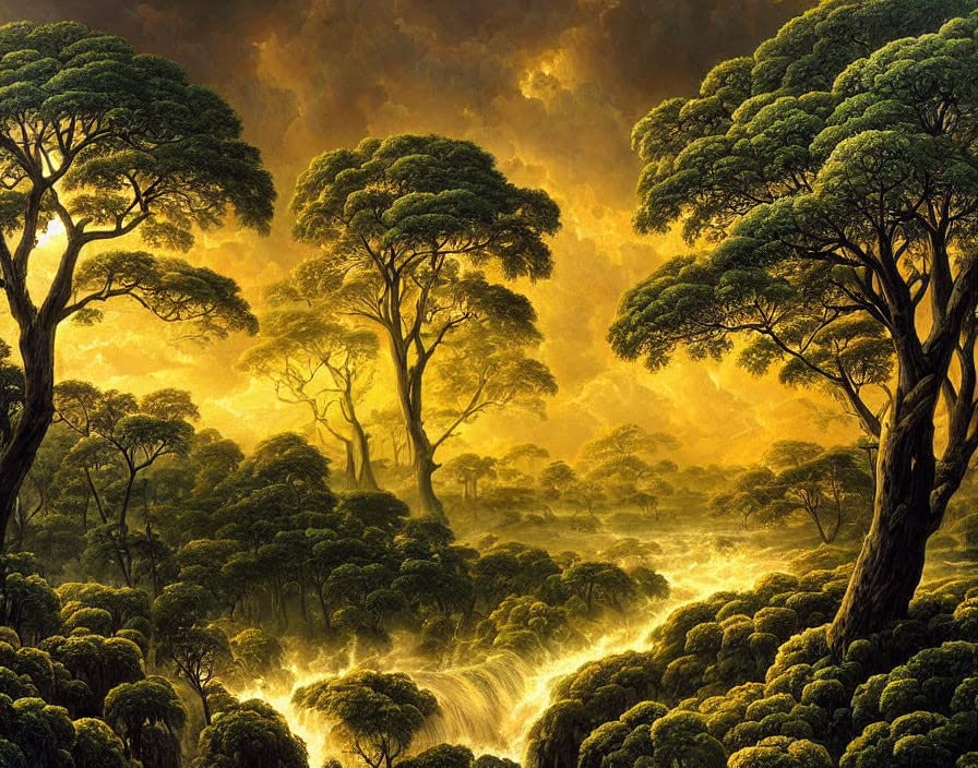 Affiche photo Meechi Acacia Trees Sun 50x70cm toile murale nature salon