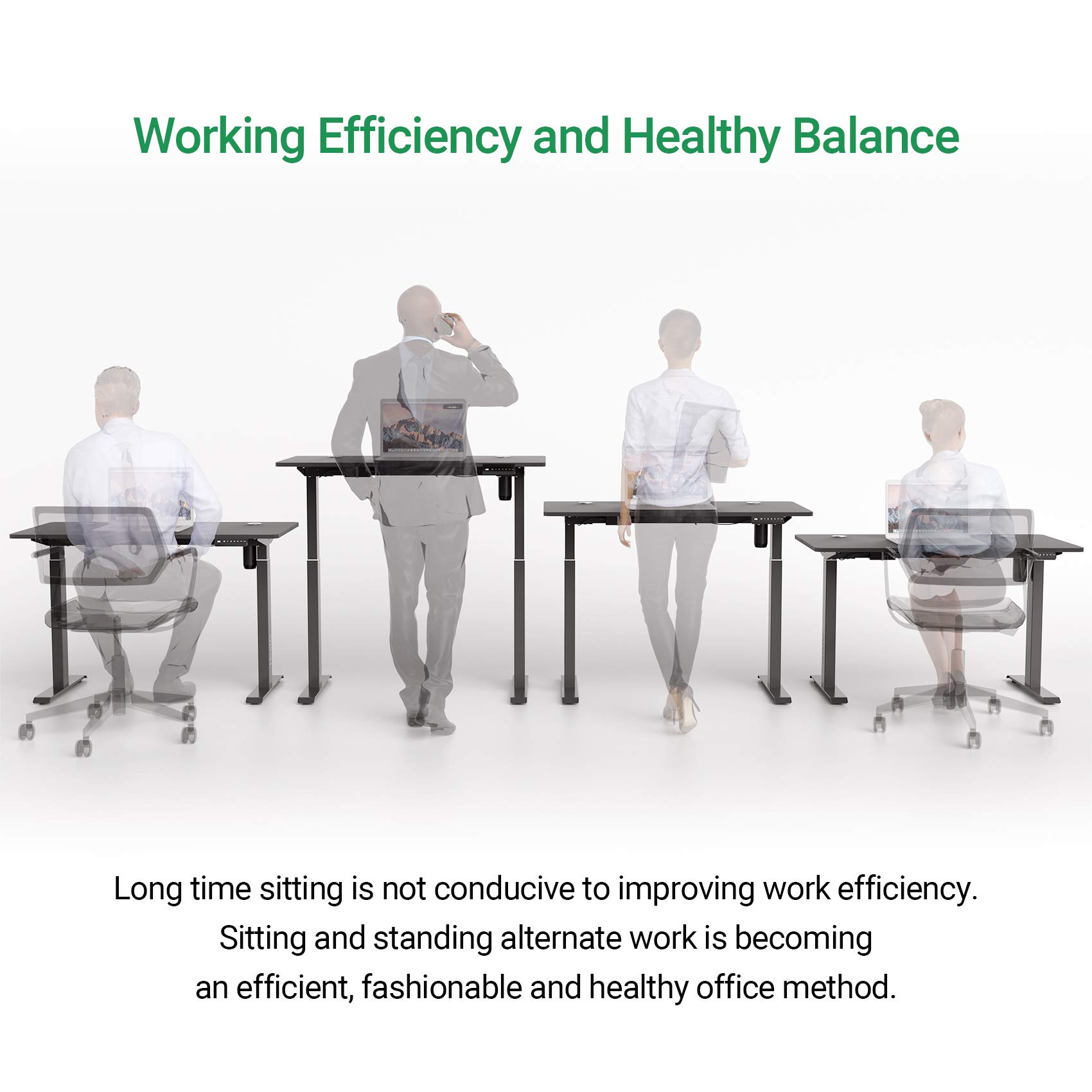 HisoHu Electric Height Adjustable Standing Computer Desk, Ergonomic Sit