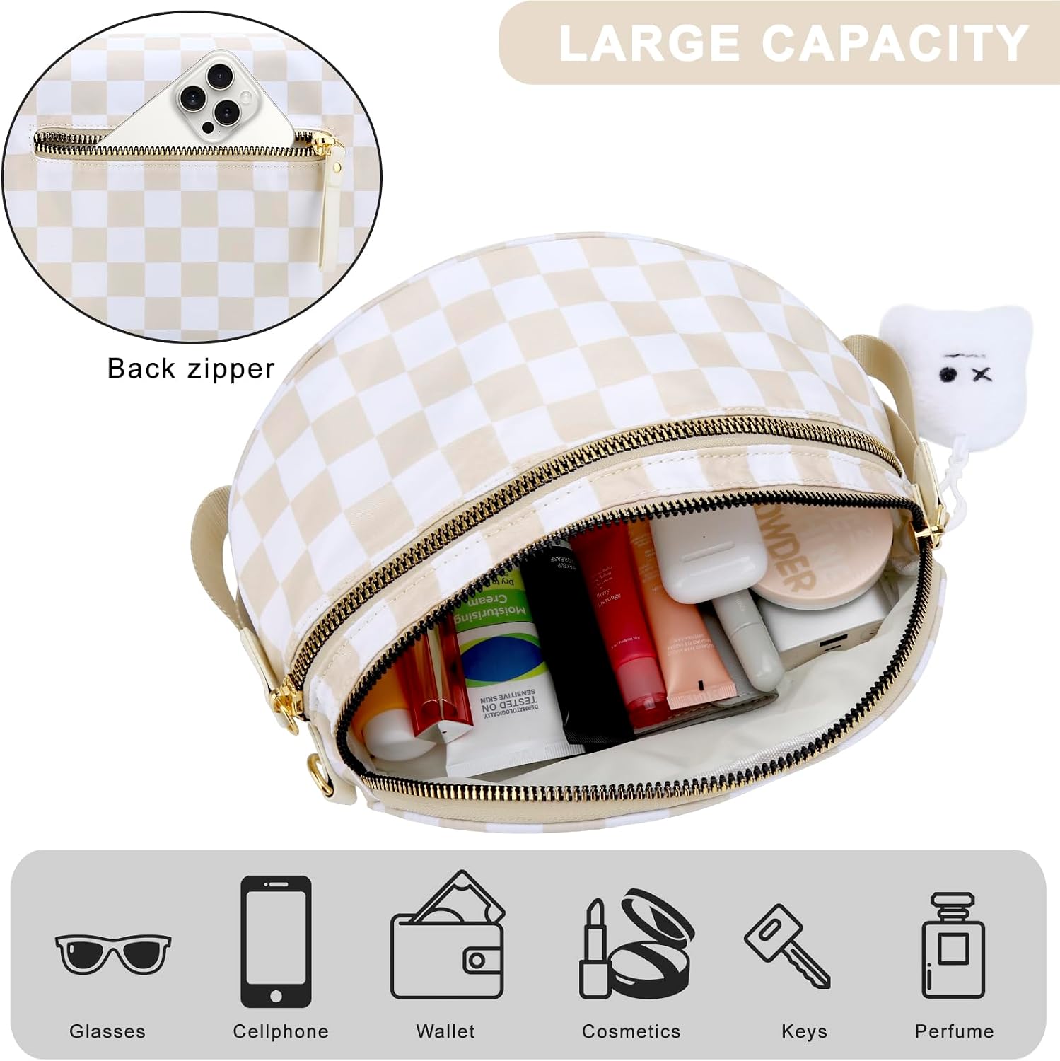 DOB SECHS Checkered Bag Crossbody Purse for Women Crossbody Handbag Shoulder Hobo Bag Messenger Handbag Checkered Purse