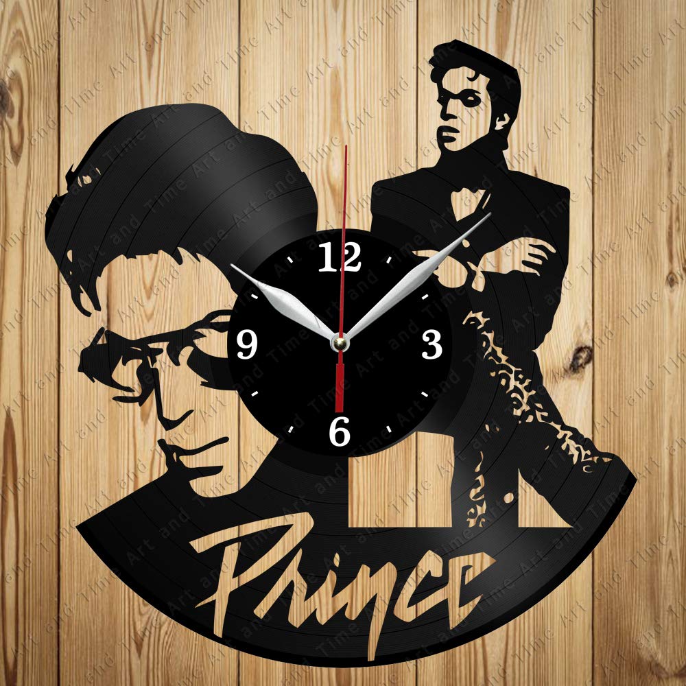 Horloge murale en vinyle Prince noire au design unique pour decoration interieure