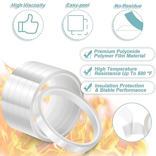 Miniatura 3 de selizo Paquete de 6 cintas de calor para sublimación de prensa de calor, cinta de transferencia de calor, cinta adhesiva de alta temperatura para