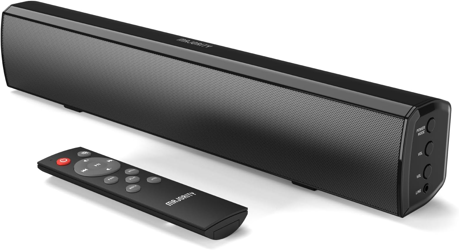 Bowfell | Bluetooth Sound Bar for TV | 50 Watt 2.0 Stereo Speaker Soundbar | Optical, RCA, USB, MP3 & AUX Input | 39cm | Custom EQ Settings & Remote Control (Black)