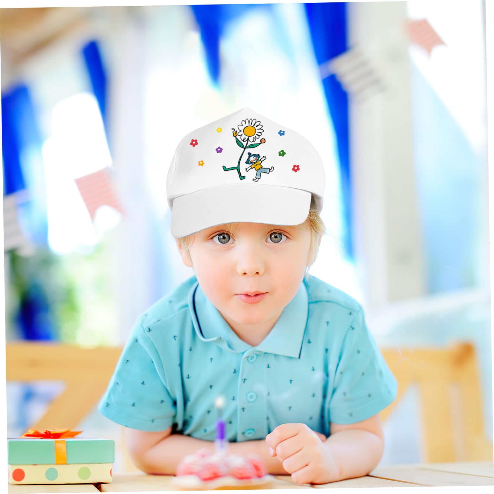TOYANDONA Sombrero para Niños de Algodón Blanco, 10 Piezas, Visera Ligera y Resistente, Adecuado para Pintar y Actividades Creativas