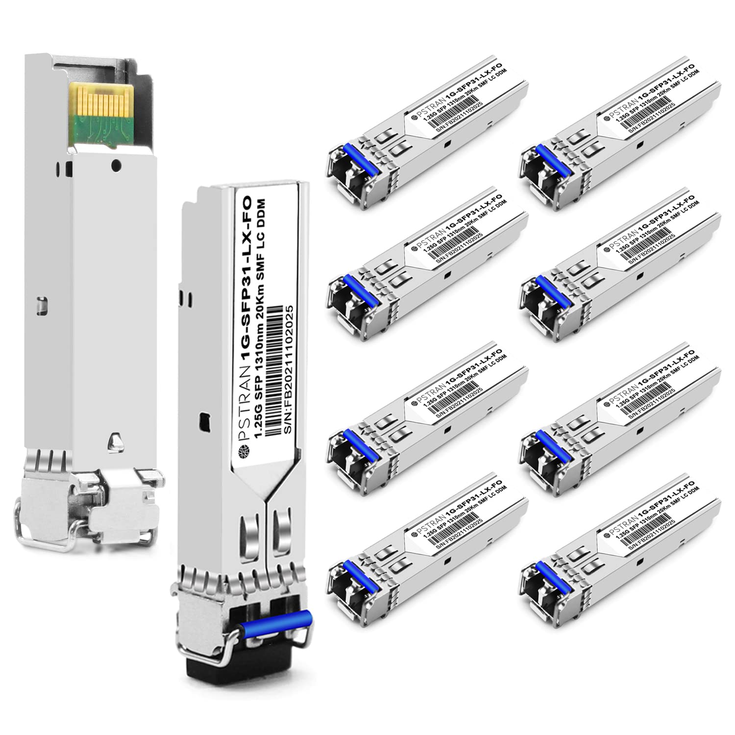 Modulo ricetrasmettitore 1000BASE-LX/LH SFP compatibile con Fortinet FN-TRAN-LX FG-TRAN-LX FR-TRAN-LX 1G SFP 1310nm 10km/20km DDM Duplex LC SMF confezione da 10