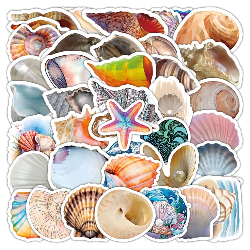 50 Pieces Funny Shell Stickers for Water Bottle