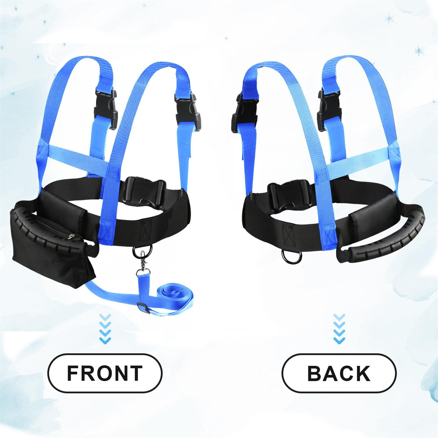 Uprzaz Narciarska i Snowboardowa, Ski Harness ze Zdejmowana Smycza i Torba, Nauczanie Kontroli Predkosci Ski Strap Akcesoria Narciarskie dla Dzieci Poczatkujacych (Niebieski)
