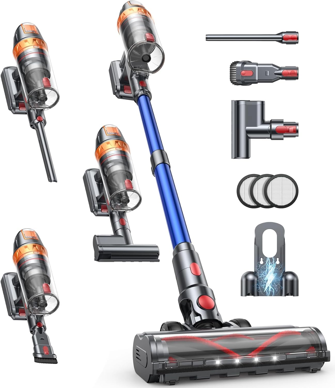 650W Cordless Vacuum Cleaner 55KPA Suction 70Min Runtime with Mattress Tool for Pet Hair Carpet Home