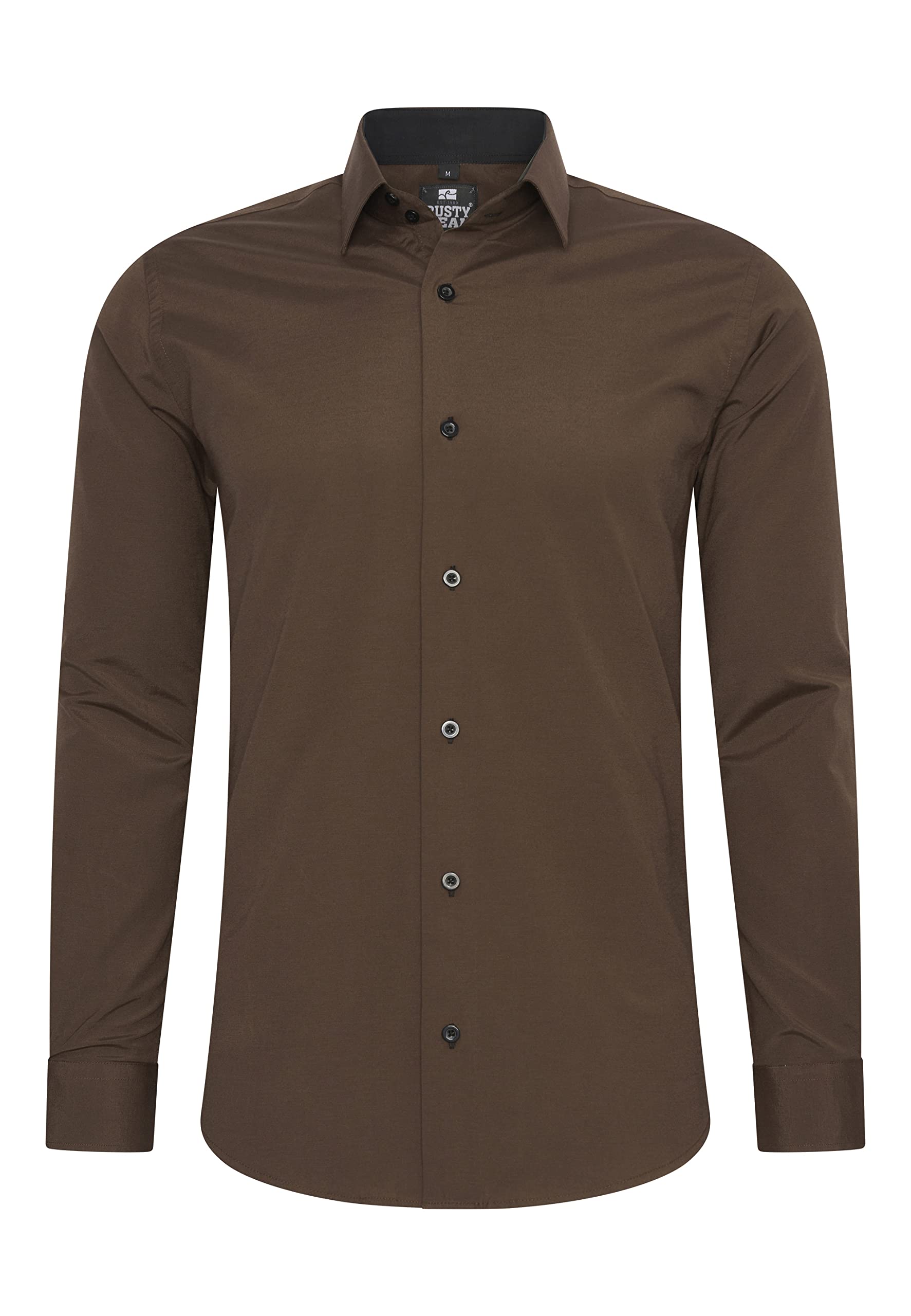 Rusty Neal Camicia da uomo Premium Slim Fit a maniche lunghe, elasticizzata, colore grigio, con collo a ventaglia, per il tempo libero, M