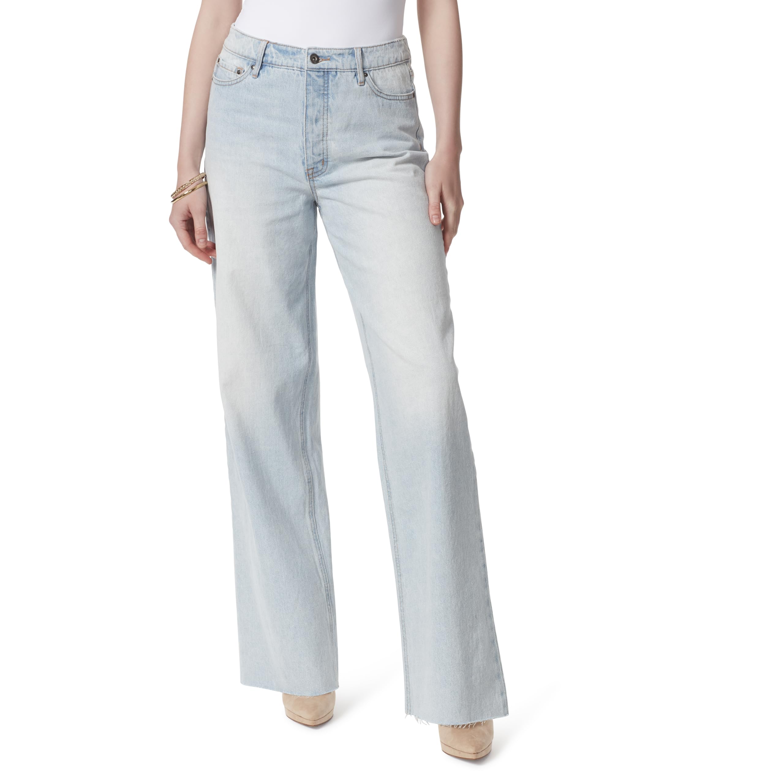 Jessica Simpson Women's Relaxed Wide Straight Leg High Rise Jean Standard