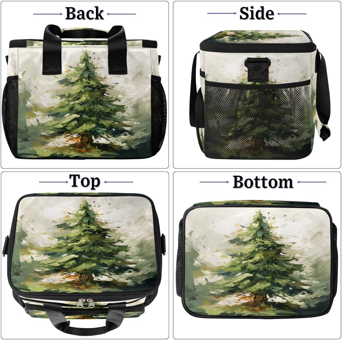 Insulated Picnic Backpack Lunch Box for Women Men Picnic Basket Tote Lunch Bag Picnic Bag Portable Lunch Bags for Picnic, Beach, Work, Trip,Office, Camp Abstract Christmas Tree