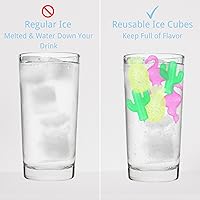 Vista 3 de Cubos de hielo reutilizables con tapa y contenedor, hielo de plástico para bebidas sin BPA, cubos recongelables coloridos para hieleras, whisky