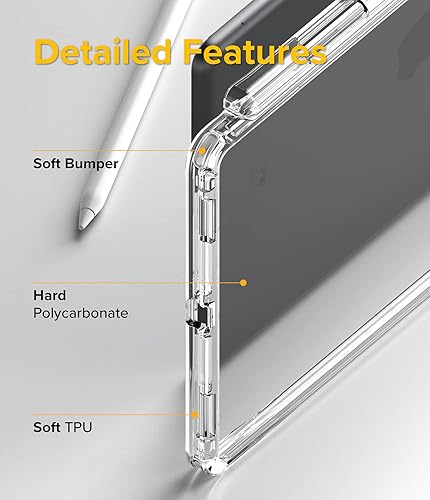 Miniatura 5 de Ringke Fusion Plus con parachoques suave compatible con iPad de 9 generación (10.2 pulgadas, 2021), iPad de 87 generación, transparente, a prueba de
