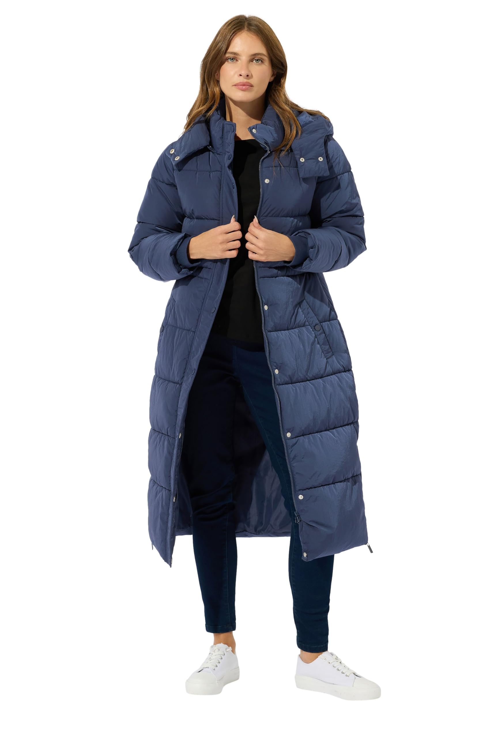 M&Co Blue Padded Midi Coat - Women's