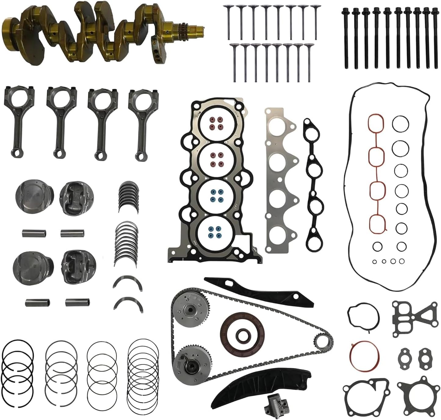 G4FG 1.6L Engine Rebuild Head Gasket Set Crankshaft Timing Chain Kit Connecting Rod Piston Kit Valve Fit For Rio Hyundai Solaris Accent i30 Kia Soul Ceed 1.6L 2006-2022