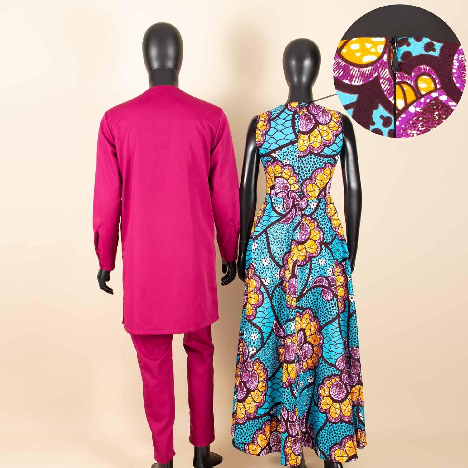 Dashiki African Print Long Dresses for Women Matching Couple Outfits Bazin Riche Men Clothes Shirt and Pant Sets
