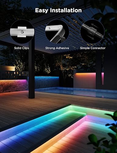 Miniatura 4 de Govee RGBIC Pro - Tira de luces para exteriores con blanco cálido y frío, 32.8 pies, WiFi para exteriores, luces LED impermeables para exteriores,
