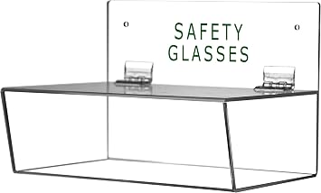 Cq acrylic Safety Glasses Holder with Lid,Dustproof, suitable for countertops and walls,3" Height, 9" Width, 6" Depth,Pack of 1